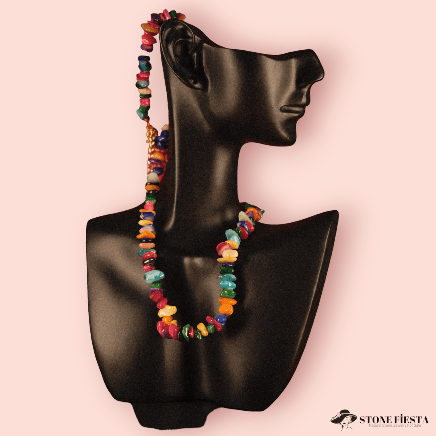 Pride Rainbow Natural Stone Necklace – Handcrafted Elegance Celebrating Diversity and Love - Stone Fiesta