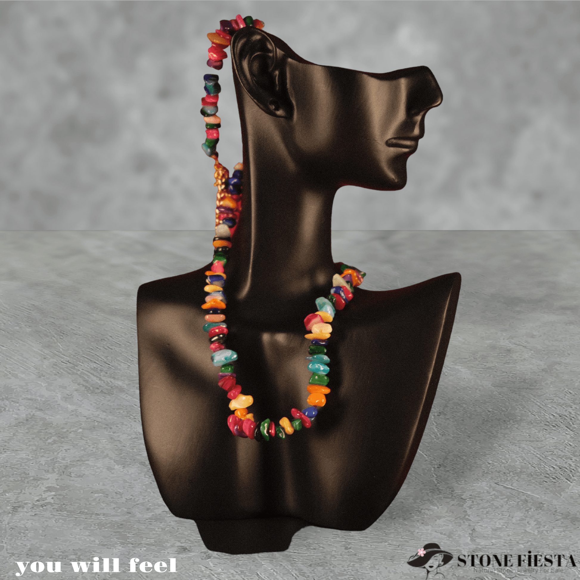 Pride Rainbow Natural Stone Necklace – Handcrafted Elegance Celebrating Diversity and Love - Stone Fiesta