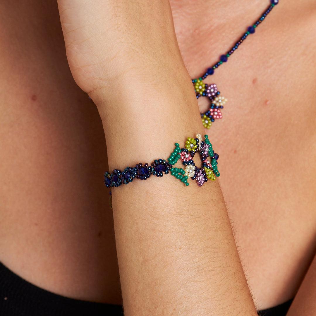 Handmade Seed Bead Jewelry Set | Elegant Floral Design Necklace, Bracelet, and Earrings - Stone Fiesta
