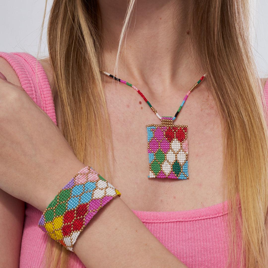 Handmade Colorful Beaded Necklace and Bracelet Set | Bohemian Style Jewelry | Custom Beach-Themed Jewelry - Stone Fiesta