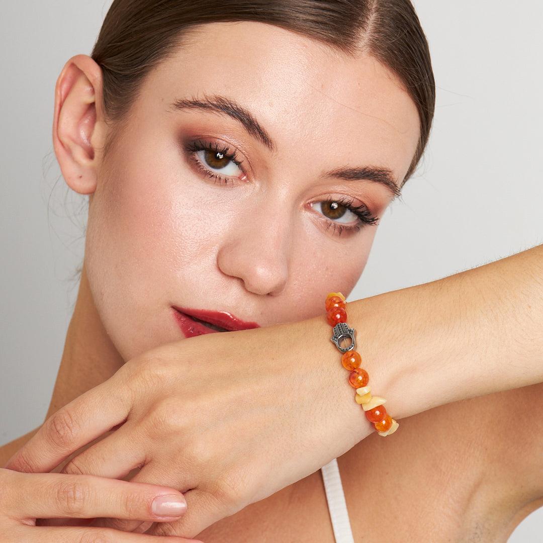 Support Trump Bracelet - Agate Stones & Evil Eye | Symbol of Strength for a Strong America - Stone Fiesta