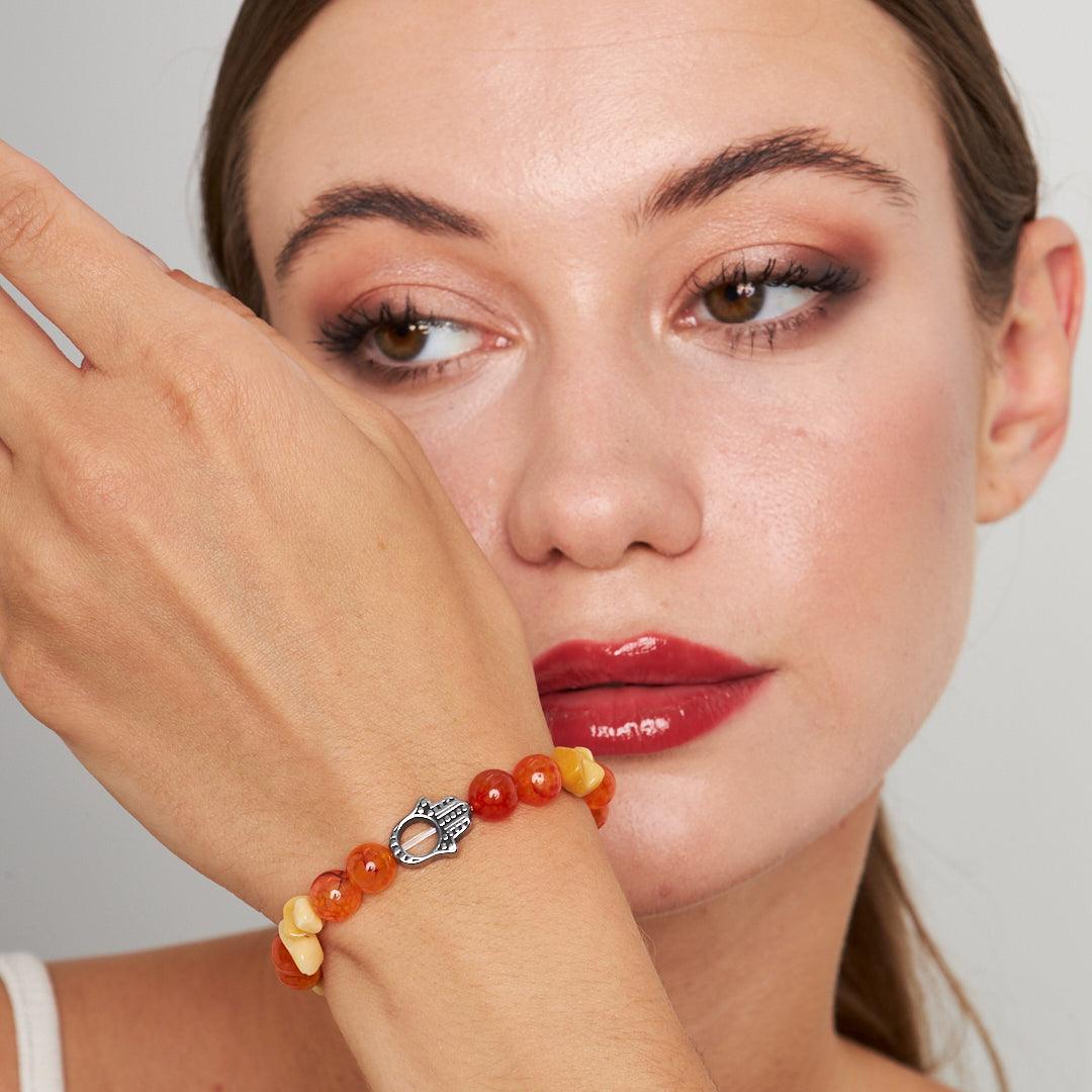 Support Trump Bracelet - Agate Stones & Evil Eye | Symbol of Strength for a Strong America - Stone Fiesta