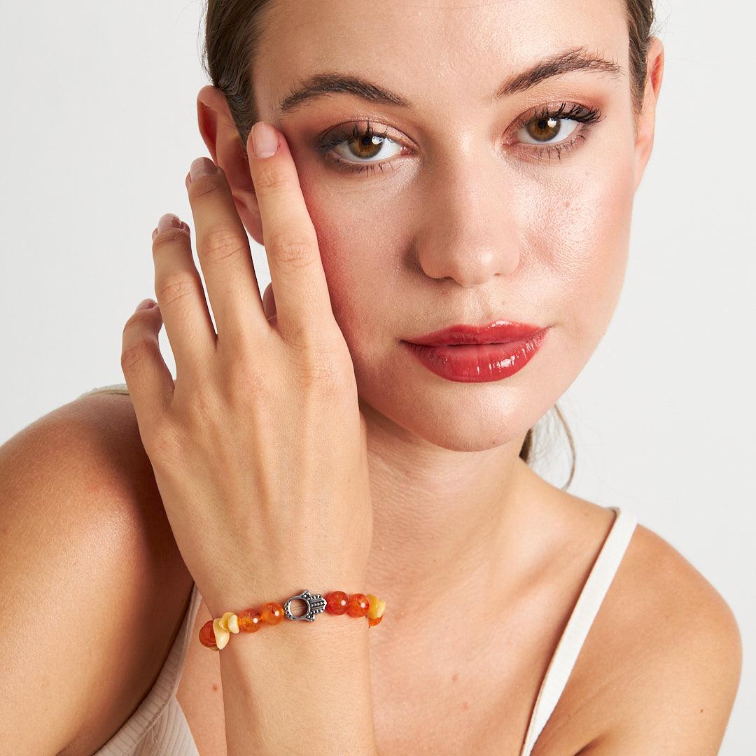 Support Trump Bracelet - Agate Stones & Evil Eye | Symbol of Strength for a Strong America - Stone Fiesta